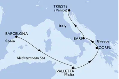 Itinéraire croisière Méditerranée